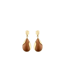 Ormé Earrings - Gold Gilded with Camel Leather