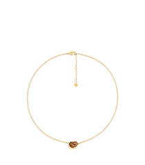 Ormé Necklace - Gold Gilded with Camel Leather
