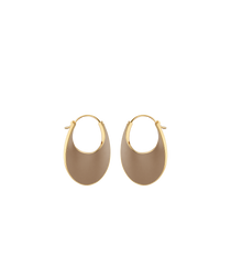 Éole Slim Hoop Earrings - Taupe Leather